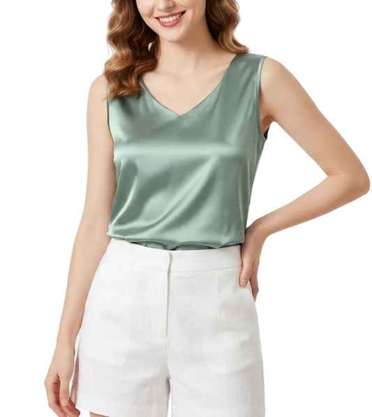 Timeless & Elegant Sleeveless Satin-Silk Blouses for Women  - B13-TOP-208