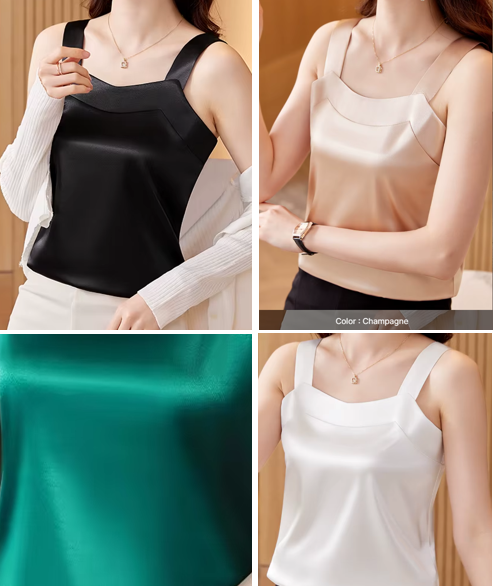 Timeless & Elegant Sleeveless Satin-Silk Blouses for Women  - B13-TOP-209