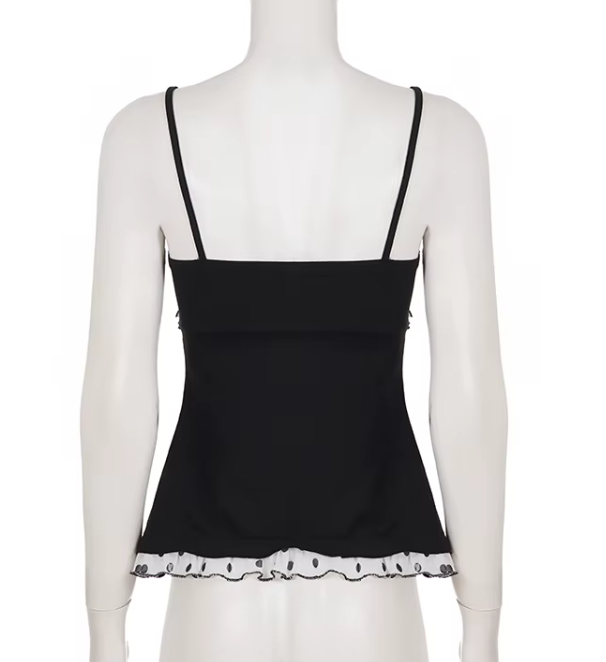 Timeless & Elegant Sleeveless Strapped Fitted Lace Trim Camisole Blouses for Women - BP-B20 -TOP-174
