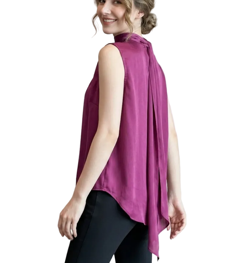 Timeless & Elegant Sleeveless Wrap-Tie Neck Blouses - B4-TOP-B13