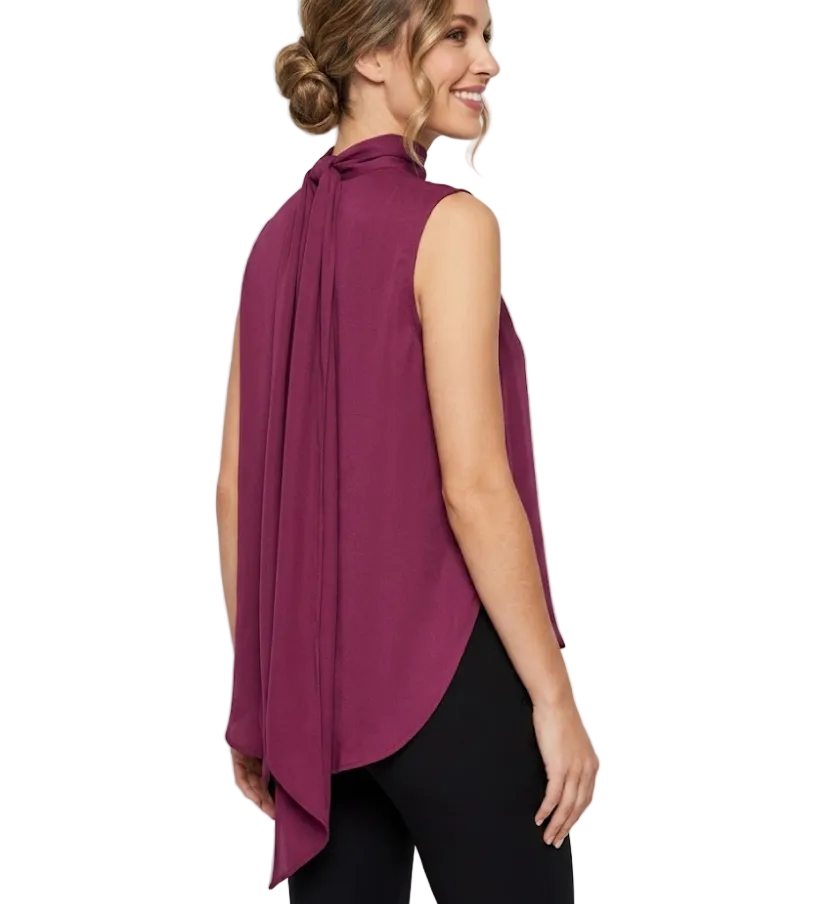 Timeless & Elegant Sleeveless Wrap-Tie Neck Blouses - B4-TOP-B13