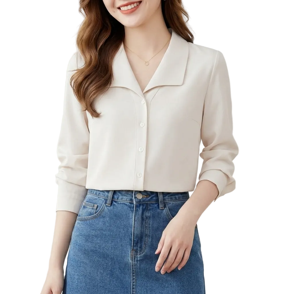 Timeless & Elegant Turn-down Collar Button Up Shirts for Women  - B13-TOP-345