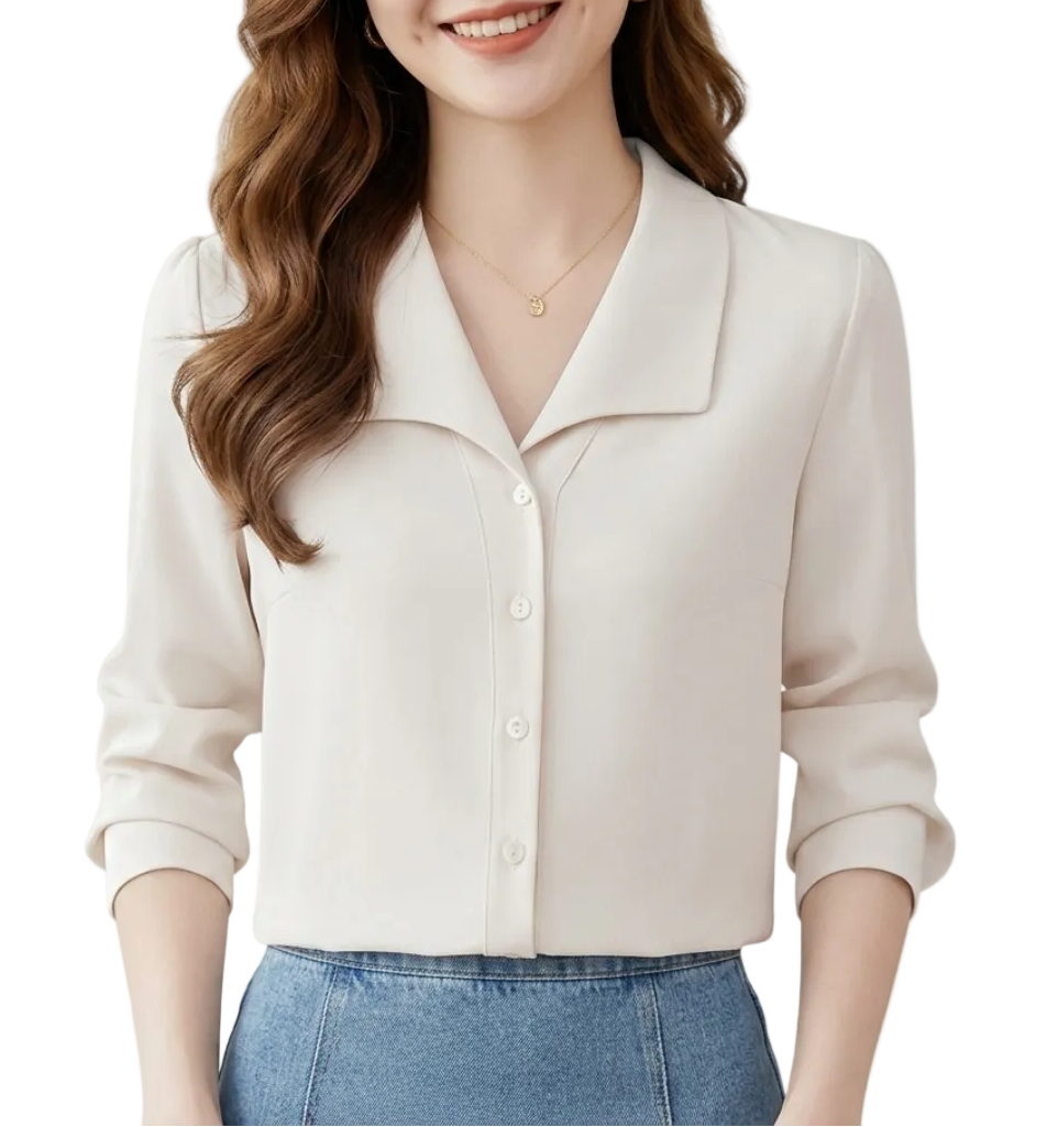 Timeless & Elegant Turn-down Collar Button Up Shirts for Women  - B13-TOP-345