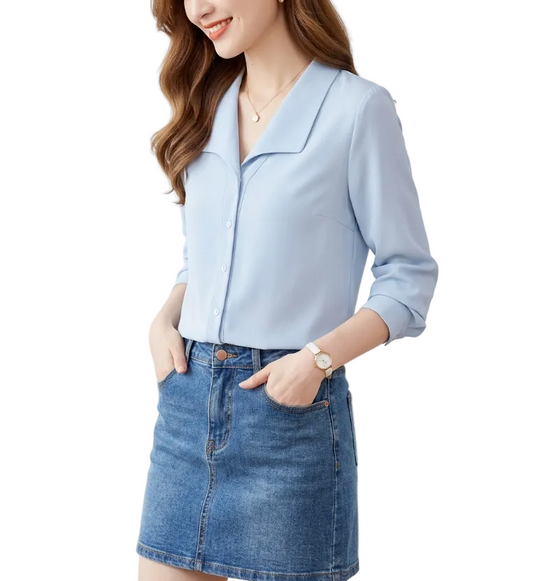 Timeless & Elegant Turn-down Collar Button Up Shirts for Women  - B13-TOP-345