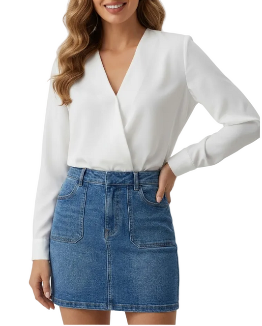 Timeless & Elegant V-Neck Pullover Chiffon Blouses for Women  - B13-TOP-339