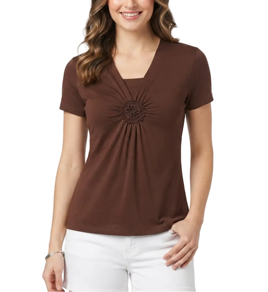 Timeless & Elegant V-neck Short Sleeve Tops for Women - BP-B20 -TOP-10
