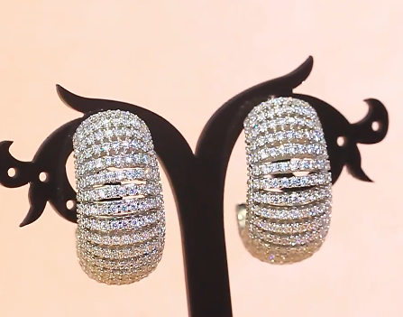 Trendy Multicolor Cubic Zirconia CZ Brass Metal Hoop Earrings for Women - CZ-Earring- ER - 02