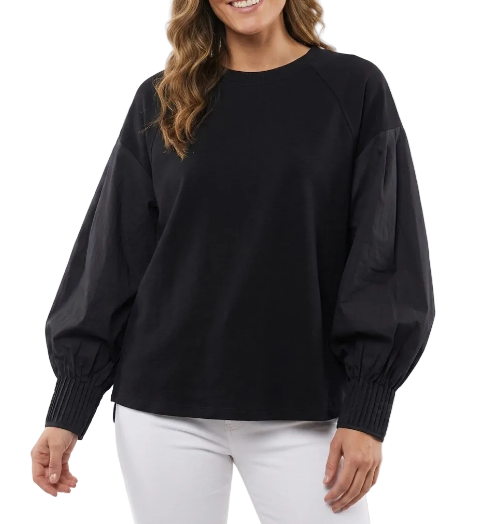 Trendy Round Neck Patchwork Loose Fit Long Sleeved Women's T-shirt -B6-TOP-B640