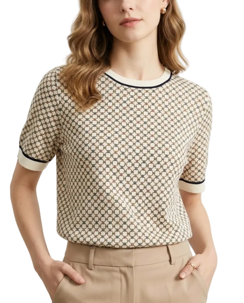 Trendy Silk Short Sleeve Women's Versatile Top - SM-9 - TOP -11