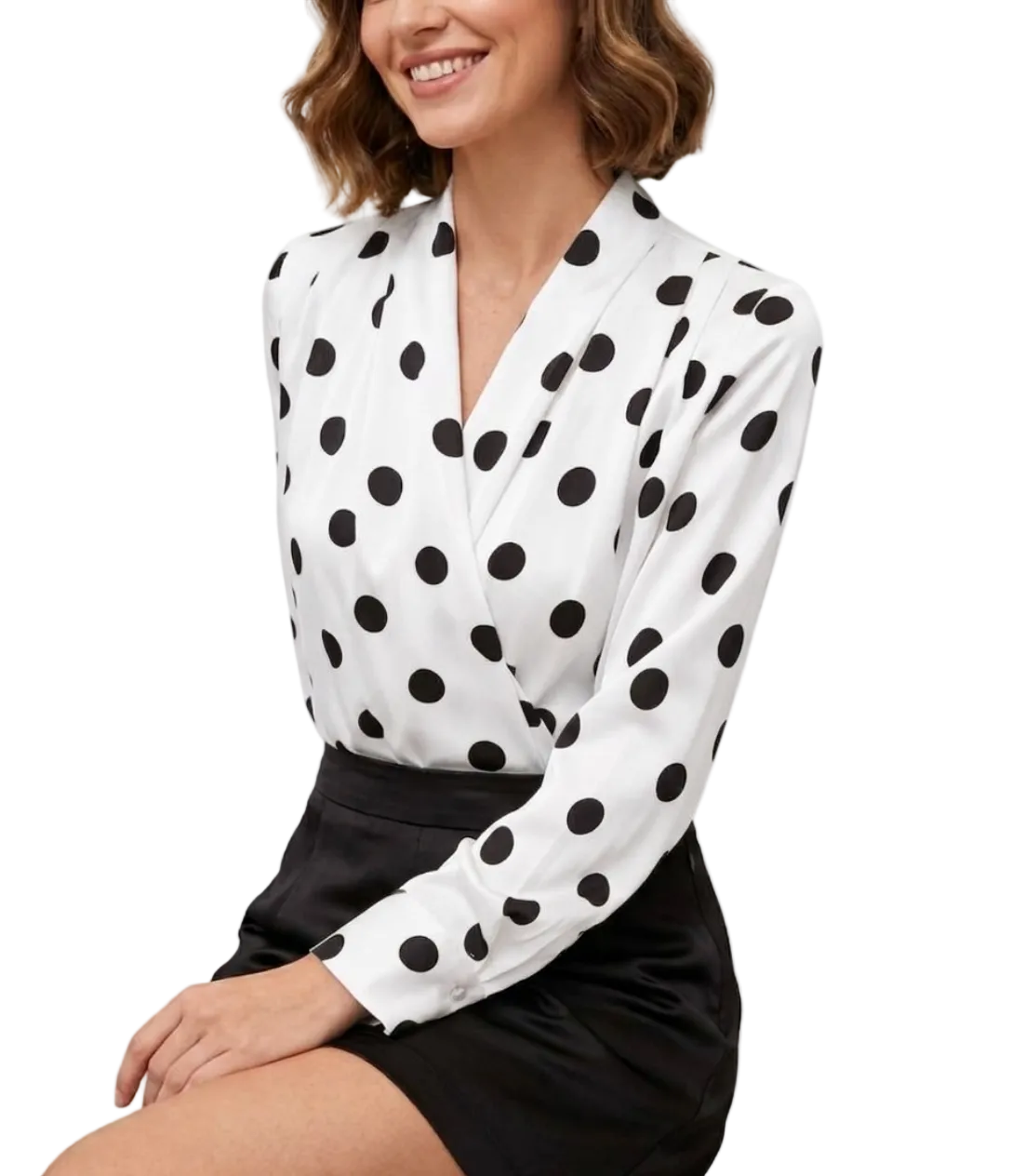 Trendy & Elegant Long Sleeve V-Neck Blouses for Women - B13-TOP-101A