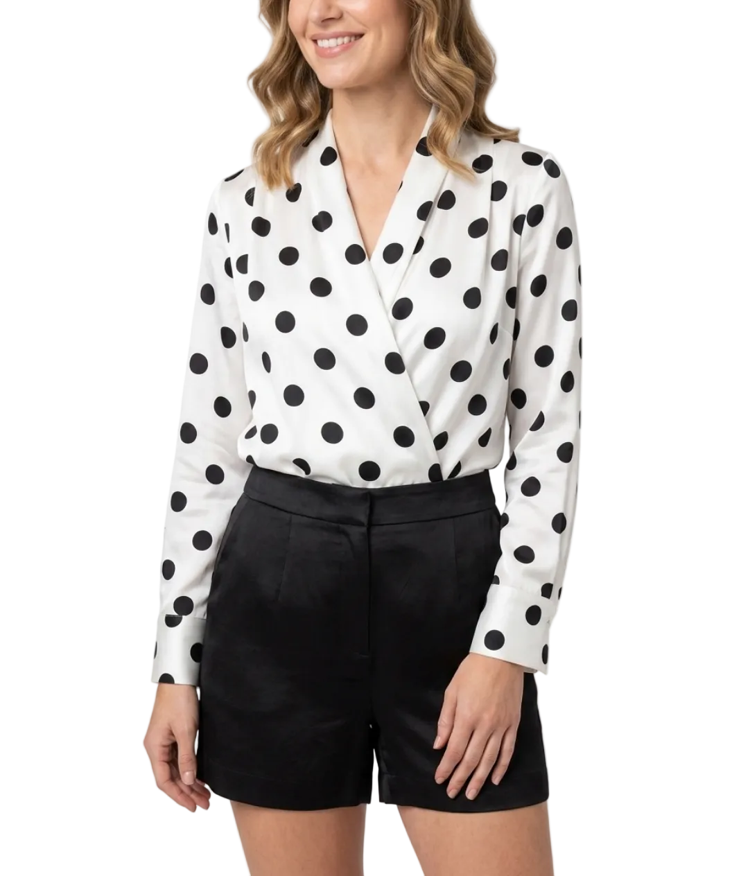 Trendy & Elegant Long Sleeve V-Neck Blouses for Women - B13-TOP-101A