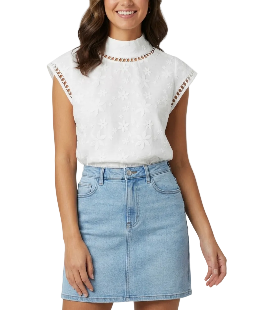 Trendy & Elegant Embroidered Cotton Tunic Shirt - SM8-TOP-08