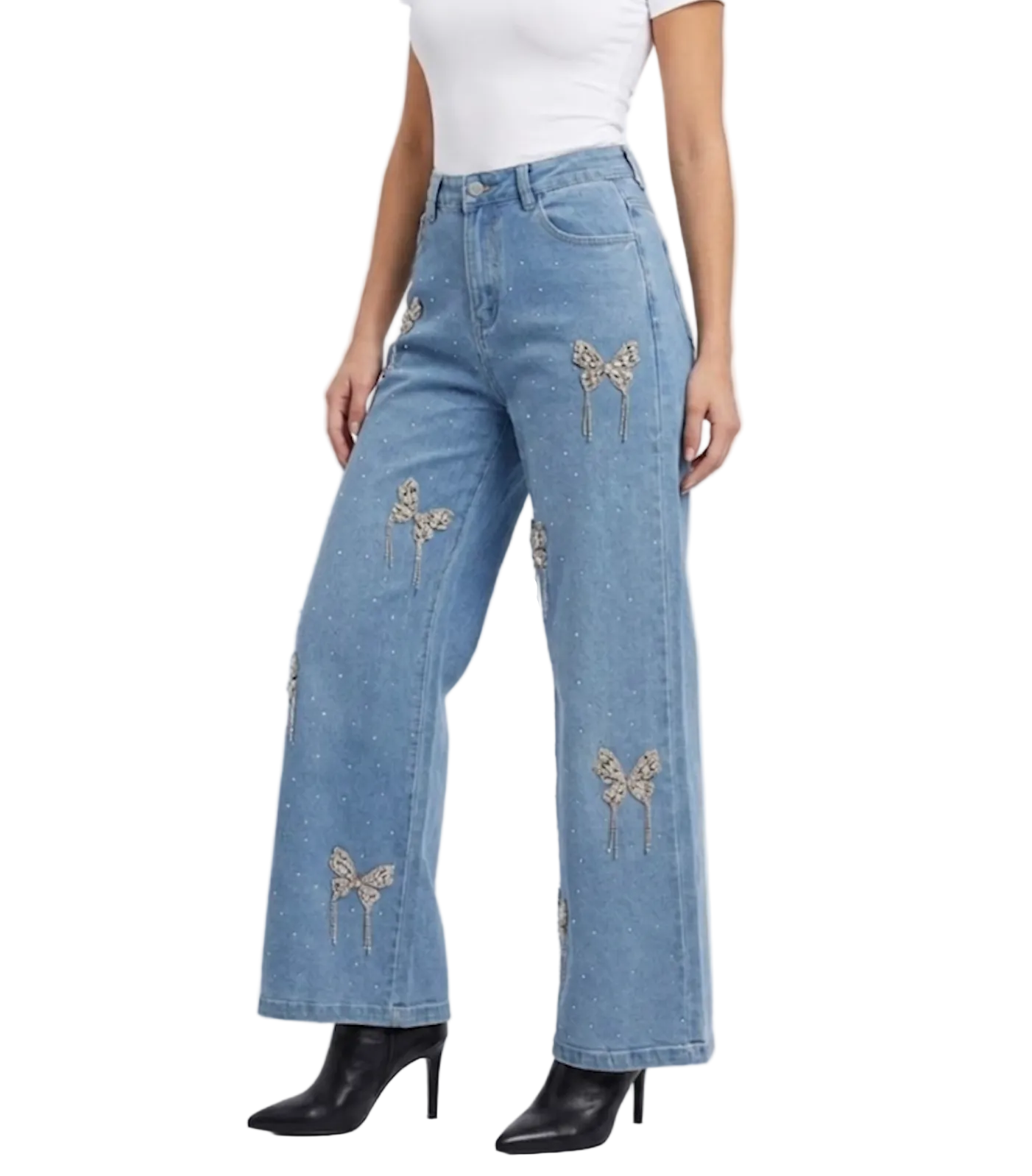 Trendy & Elegant Embroidered High Waist Leg  Jeans for Women - B6-JP-675