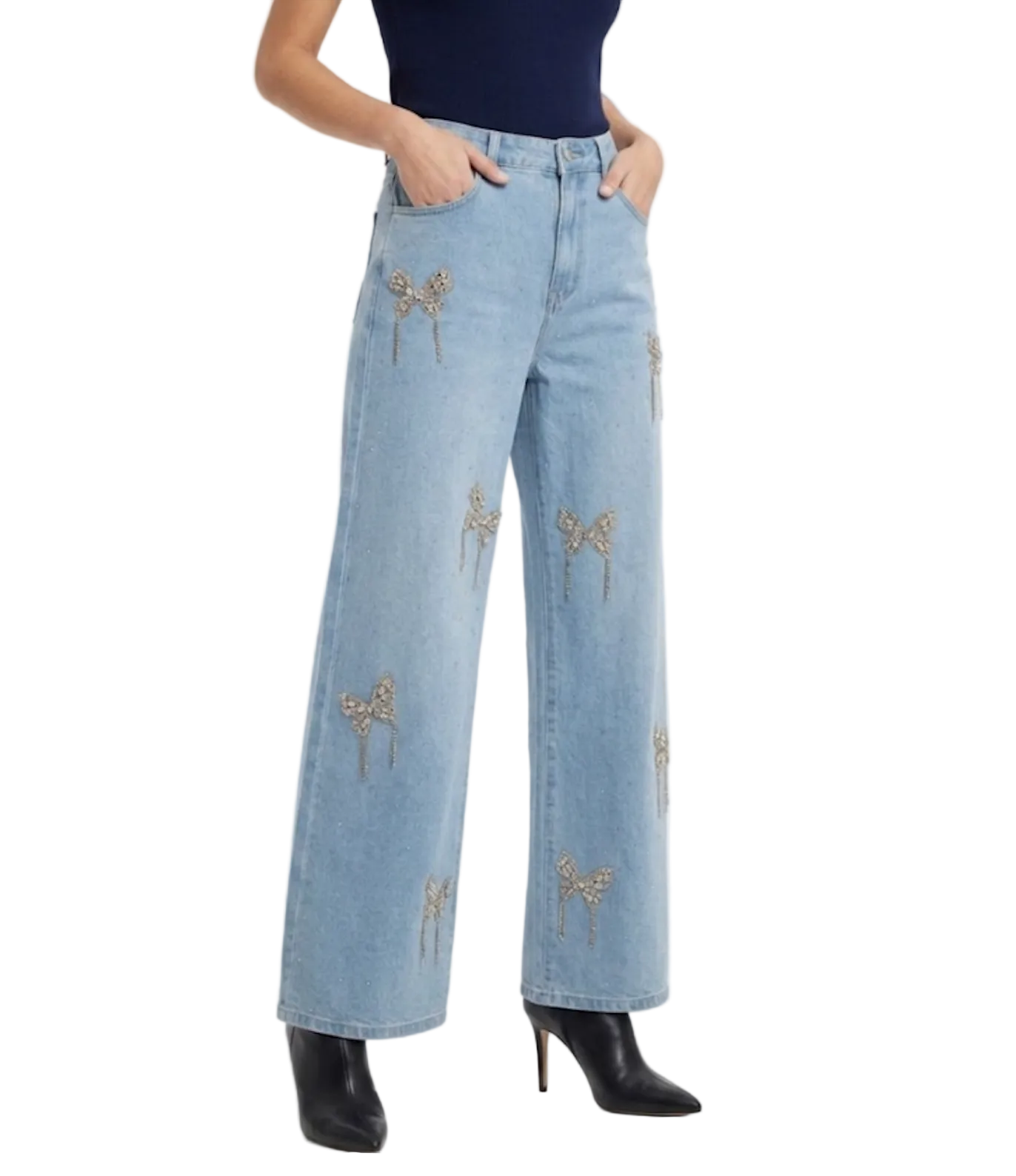 Trendy & Elegant Embroidered High Waist Leg  Jeans for Women - B6-JP-675