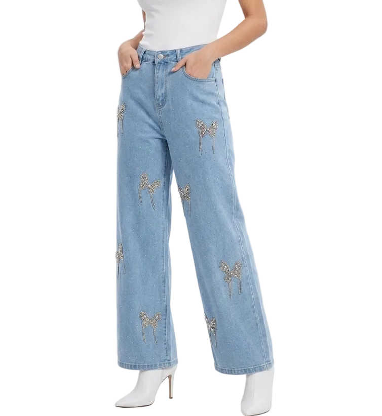 Trendy & Elegant Embroidered High Waist Leg  Jeans for Women - B6-JP-675