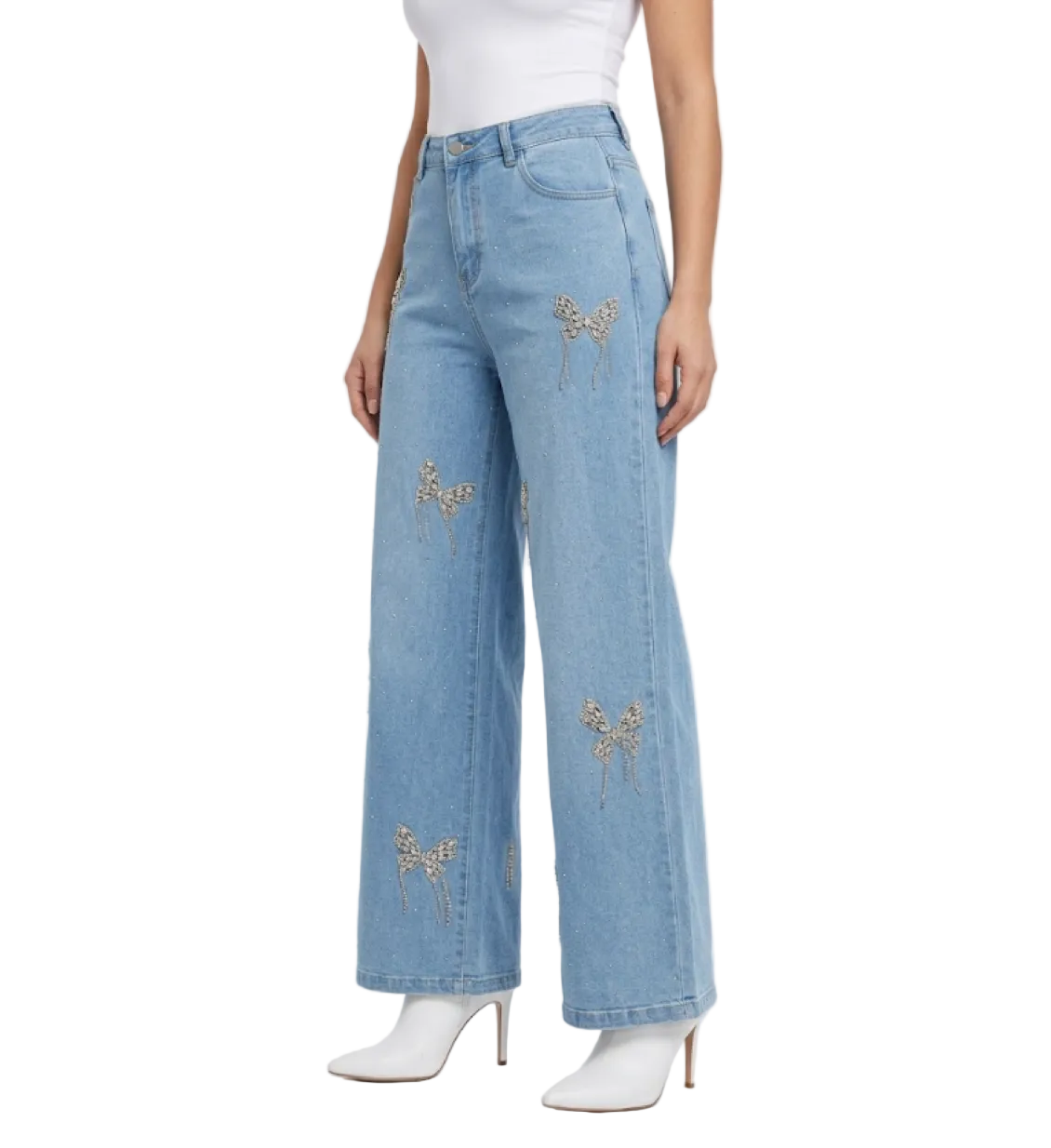 Trendy & Elegant Embroidered High Waist Leg  Jeans for Women - B6-JP-675
