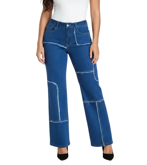 Trendy & Elegant Frayed High Waist Denim Pants for Women - B1-JP-N-33