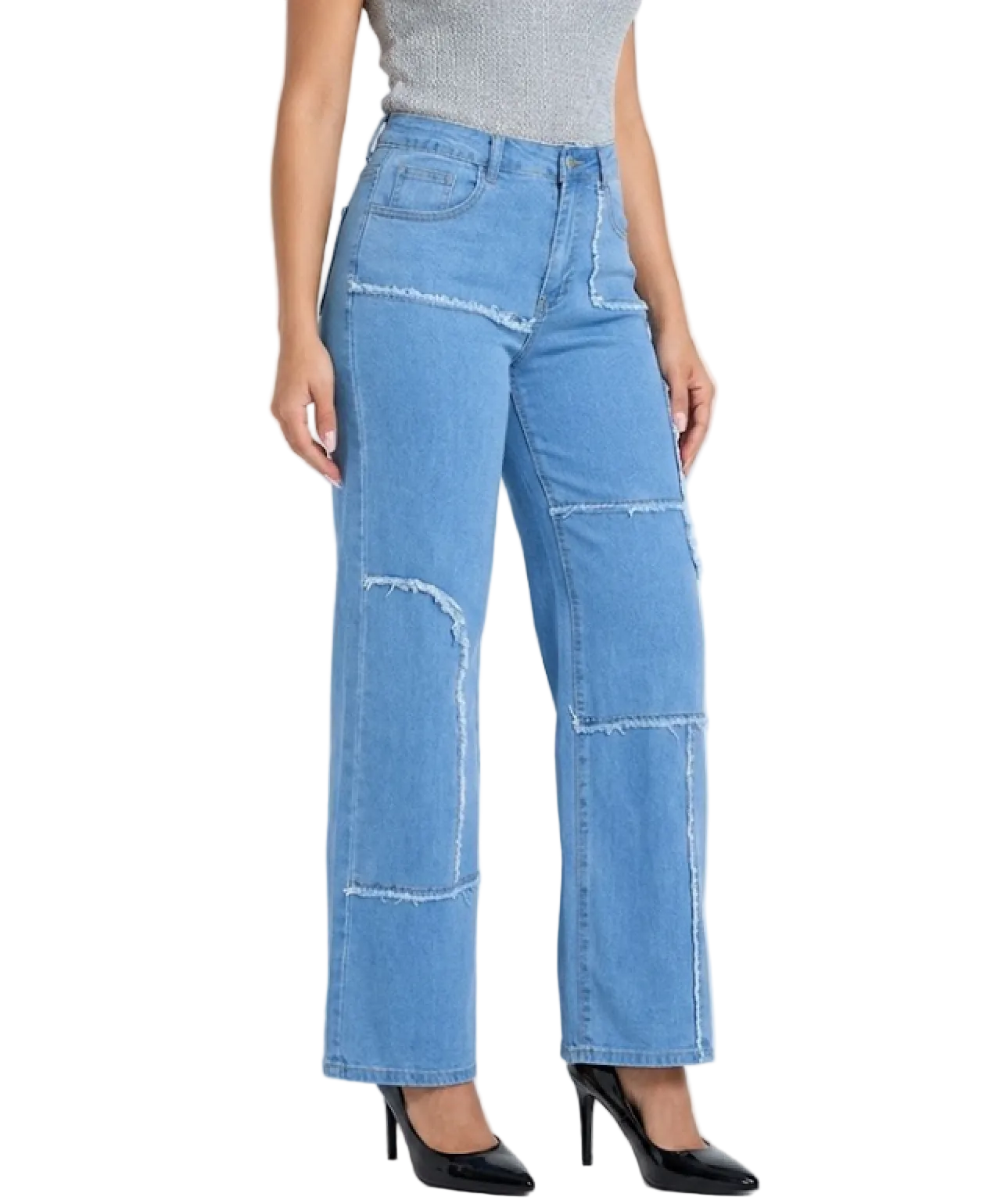 Trendy & Elegant Frayed High Waist Denim Pants for Women - B1-JP-N-33