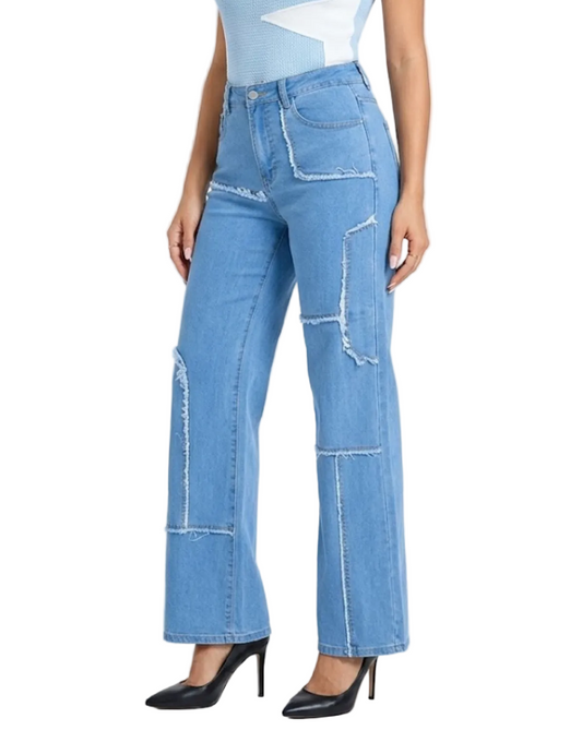 Trendy & Elegant Frayed High Waist Denim Pants for Women - B1-JP-N-33