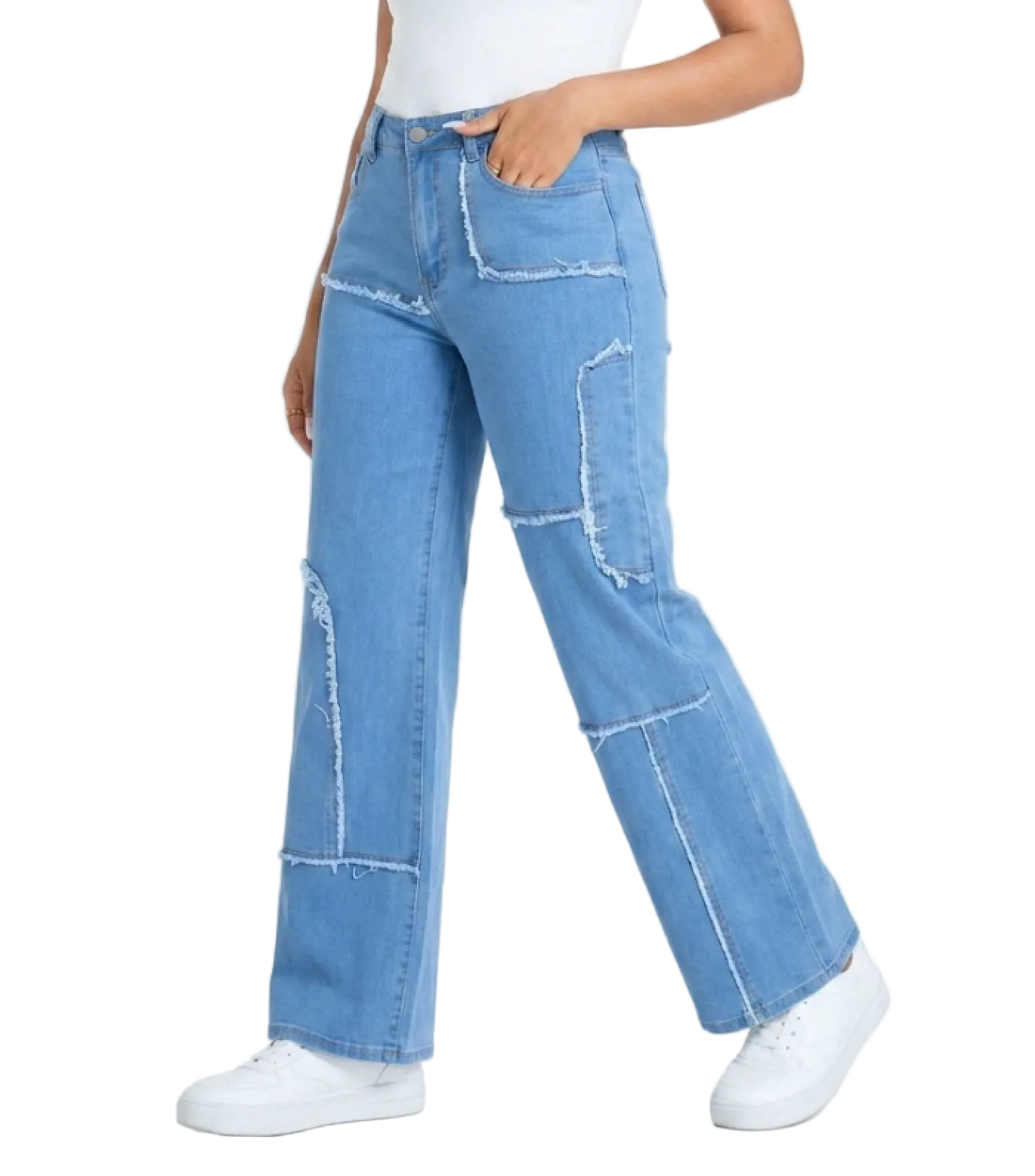 Trendy & Elegant Frayed High Waist Denim Pants for Women - B1-JP-N-33