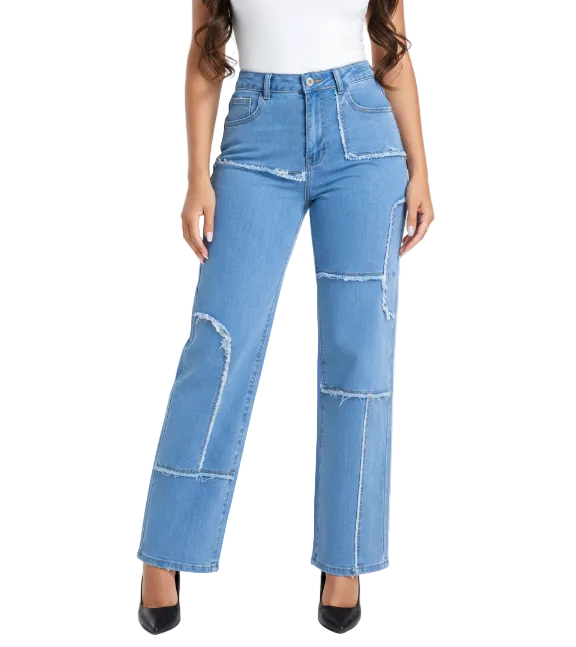 Trendy & Elegant Frayed High Waist Denim Pants for Women - B1-JP-N-33