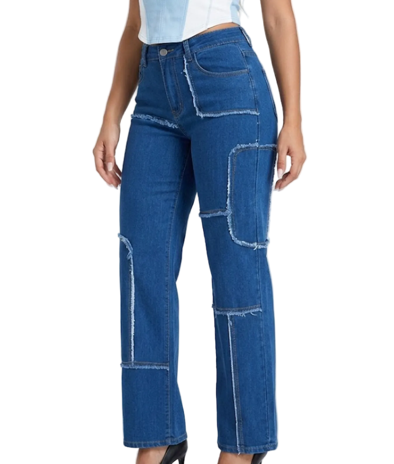Trendy & Elegant Frayed High Waist Denim Pants for Women - B1-JP-N-33