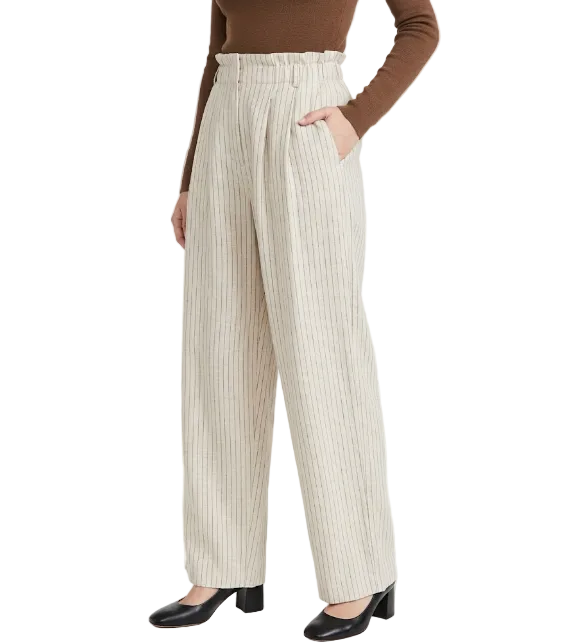 Trendy & Elegant High Waist Straight Leg Linen Pants for Women - B6-JP-682