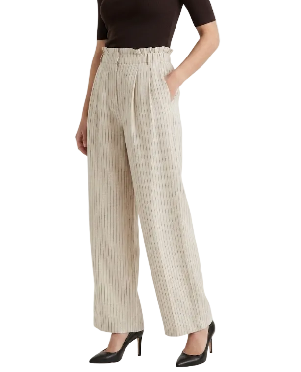 Trendy & Elegant High Waist Straight Leg Linen Pants for Women - B6-JP-682