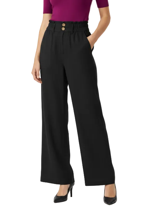 Trendy & Elegant High Waisted Casual Cotton Linen Wide Leg Women's Pants - B6-JP-684