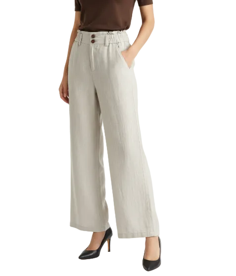 Trendy & Elegant High Waisted Casual Cotton Linen Wide Leg Women's Pants - B6-JP-684