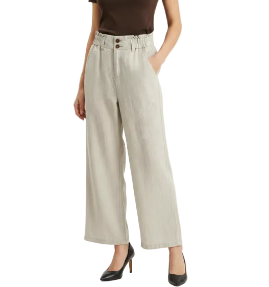 Trendy & Elegant High Waisted Casual Cotton Linen Wide Leg Women's Pants - B6-JP-684