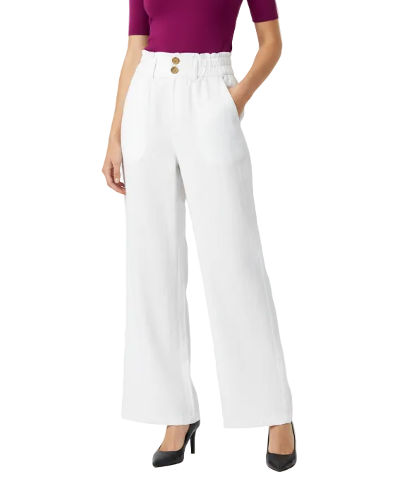 Trendy & Elegant High Waisted Casual Cotton Linen Wide Leg Women's Pants - B6-JP-684