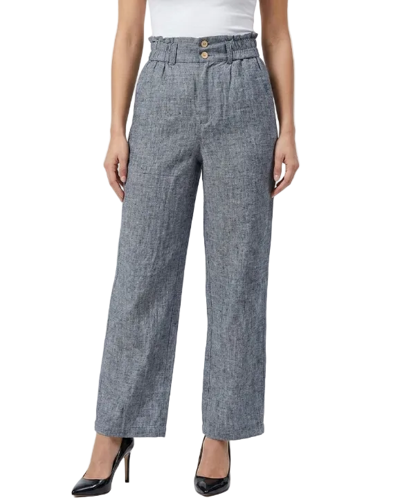 Trendy & Elegant High Waisted Casual Cotton Linen Wide Leg Women's Pants - B6-JP-684