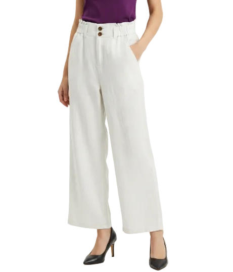 Trendy & Elegant High Waisted Casual Cotton Linen Wide Leg Women's Pants - B6-JP-684