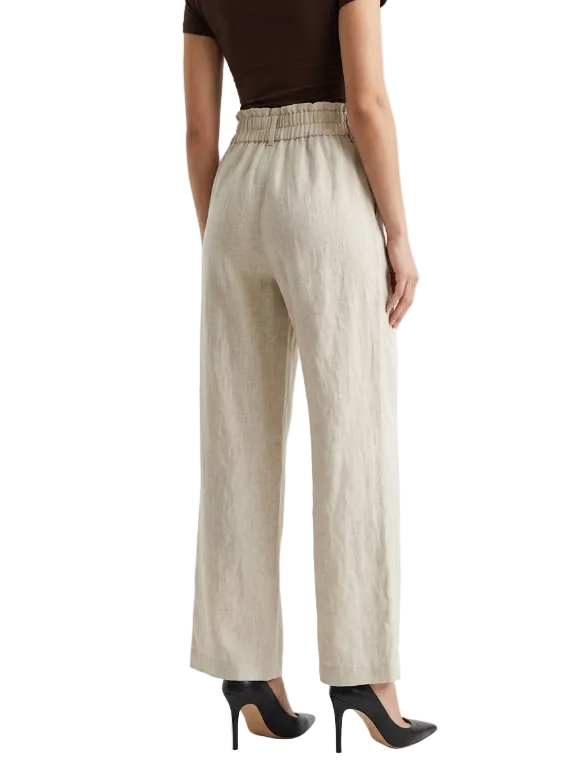 Trendy & Elegant High Waisted Casual Cotton Linen Wide Leg Women's Pants - B6-JP-684