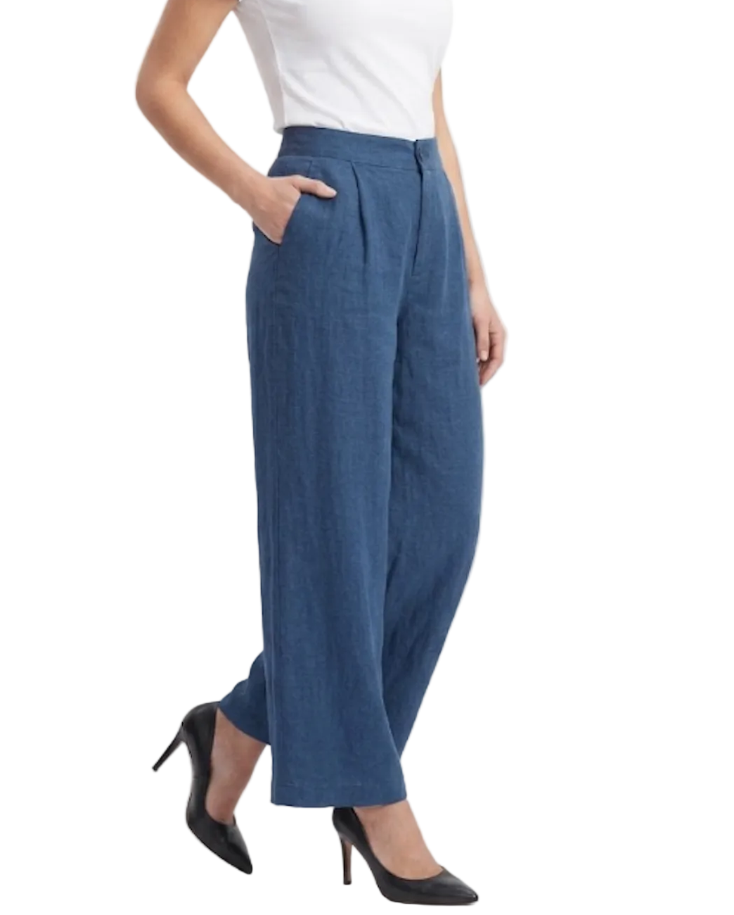 Trendy & Elegant High Waisted Cotton Linen Wide Leg Women's Pants - B6-JP-685