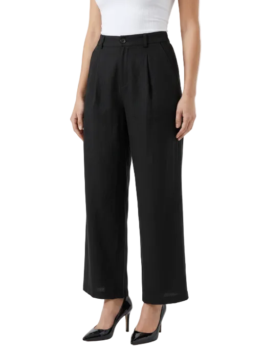 Trendy & Elegant High Waisted Cotton Linen Wide Leg Women's Pants - B6-JP-685