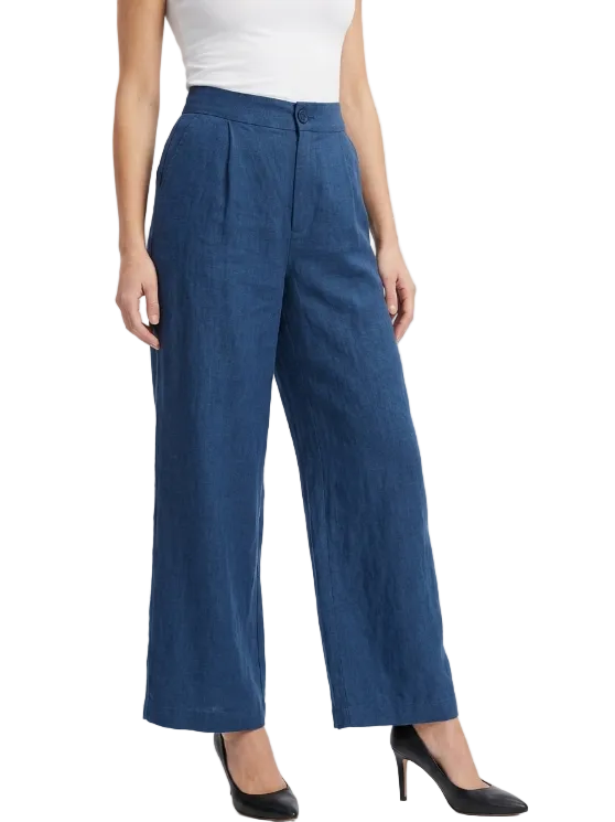 Trendy & Elegant High Waisted Cotton Linen Wide Leg Women's Pants - B6-JP-685