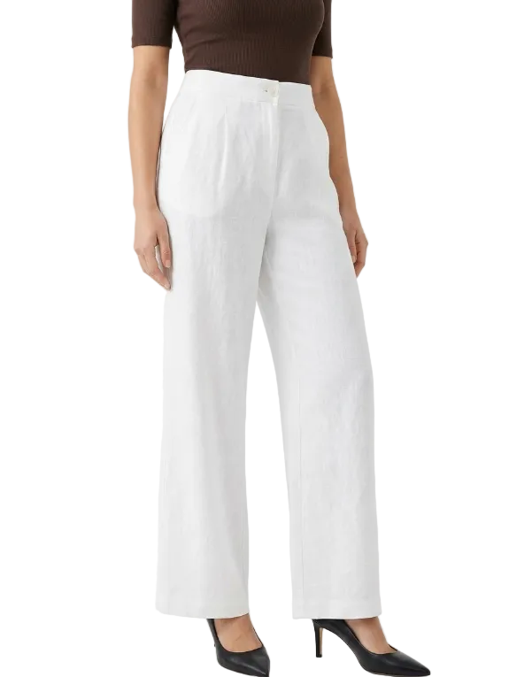 Trendy & Elegant High Waisted Cotton Linen Wide Leg Women's Pants - B6-JP-685