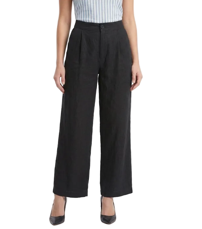 Trendy & Elegant High Waisted Cotton Linen Wide Leg Women's Pants - B6-JP-685