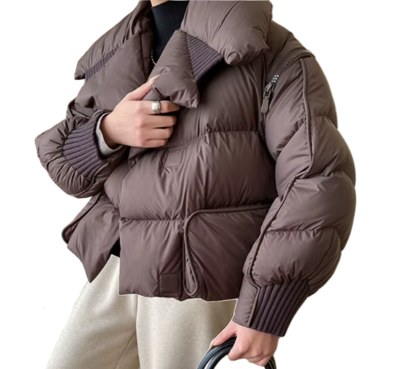 Timeless & Elegant Lightweight 90% White Duck Down Quilted Lapel Collar Warm Parka Jacket for Women - B12-JKT-45