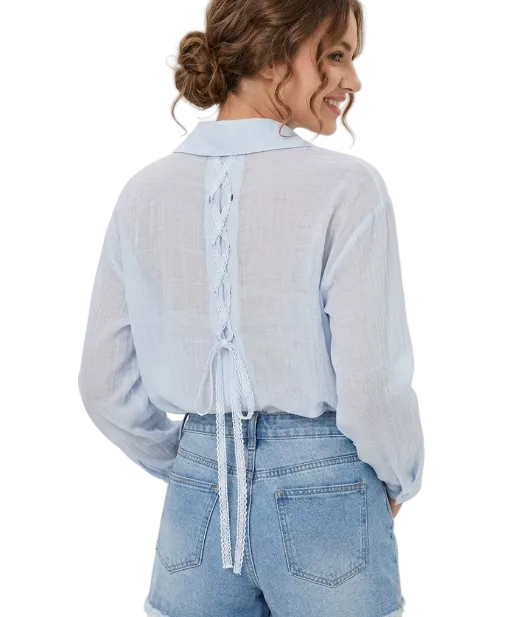 Trendy & Elegant Long Sleeve Back Slit Blouses for Women - B6-TOP-B39