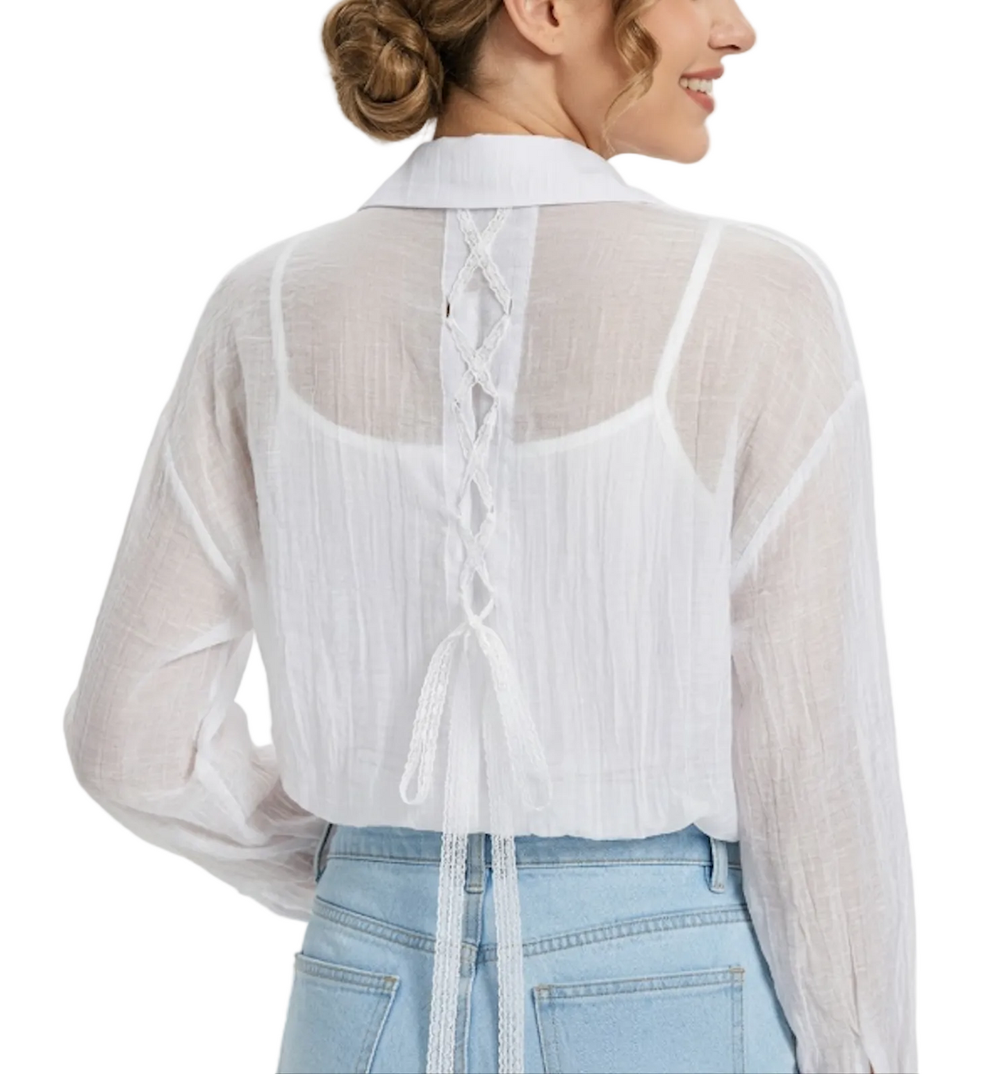 Trendy & Elegant Long Sleeve Back Slit Blouses for Women - B6-TOP-B39