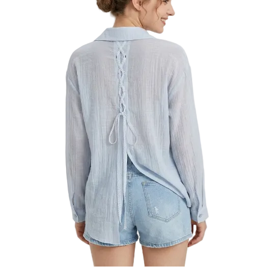 Trendy & Elegant Long Sleeve Back Slit Blouses for Women - B6-TOP-B39