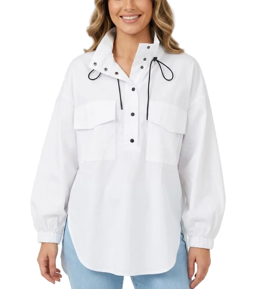 Trendy & Elegant Long Sleeve Drawstring Collar Shirts for Women  -B6-TOP-B743