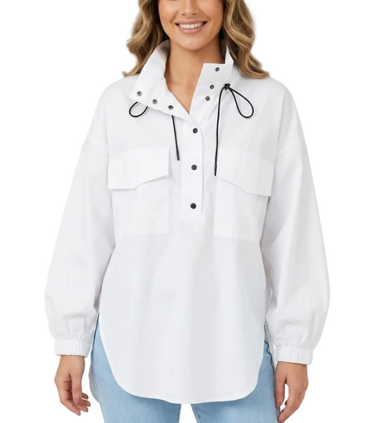 Trendy & Elegant Long Sleeve Drawstring Collar Shirts for Women  -B6-TOP-B743