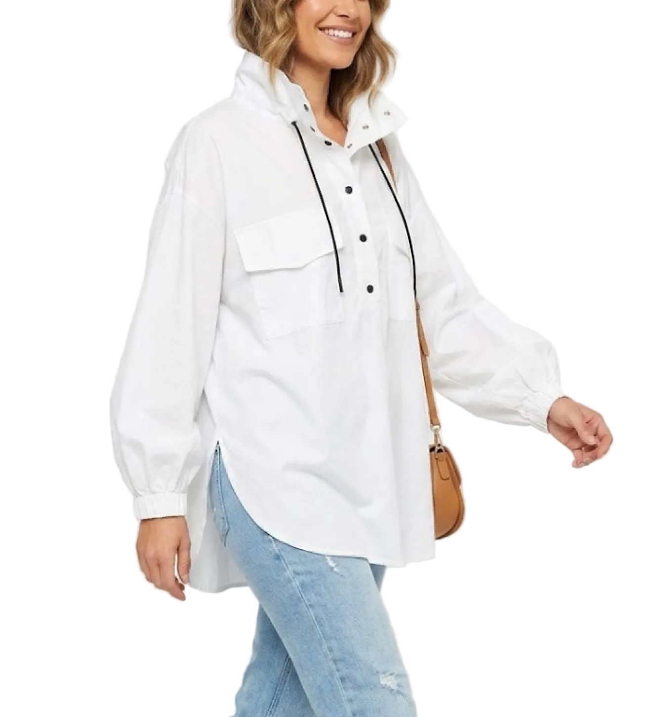 Trendy & Elegant Long Sleeve Drawstring Collar Shirts for Women  -B6-TOP-B743