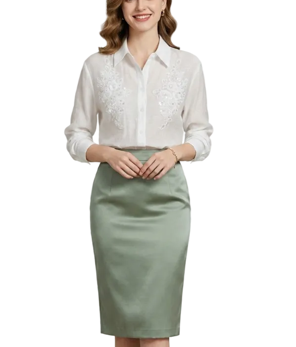 Trendy & Elegant Long Sleeve Embroidered Shirts for Women  -B6-TOP-B747