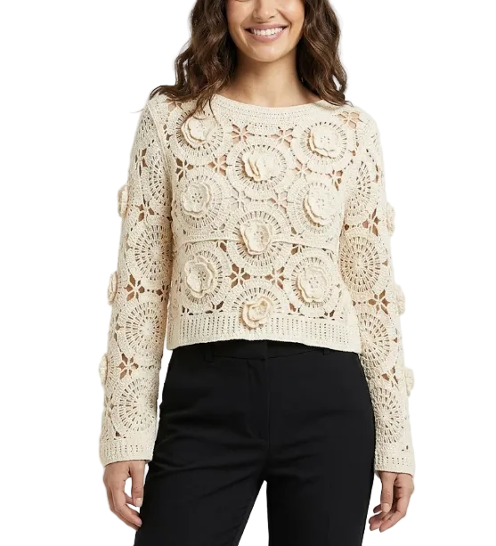 Trendy & Elegant Long Sleeve Lace knitted Blouses for Women - B6-TOP-B788