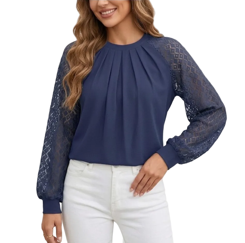 Trendy & Elegant Long Sleeve O neck Blouse for Women TOP- B1-BL-231